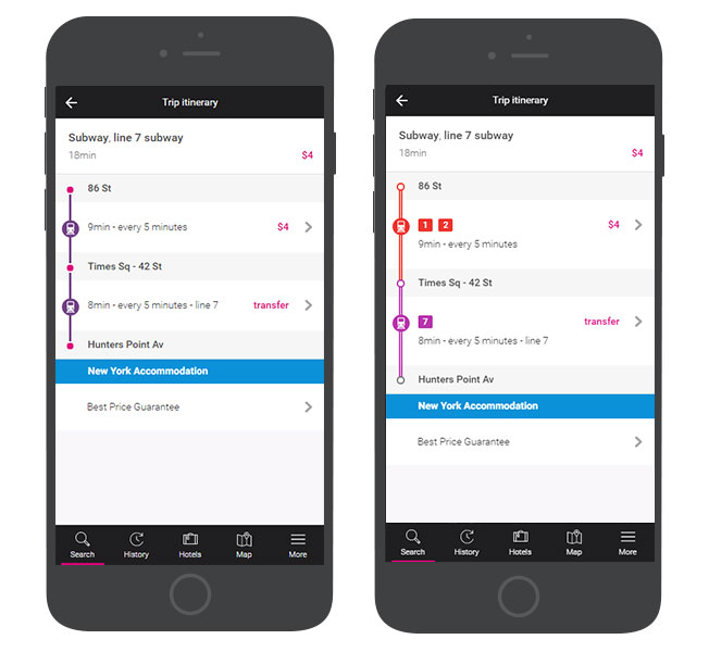 Rome2Rio Mobile Route Pane