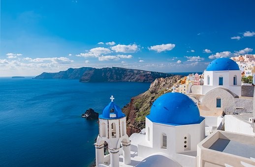Greek ferry around the Cyclades Santorini