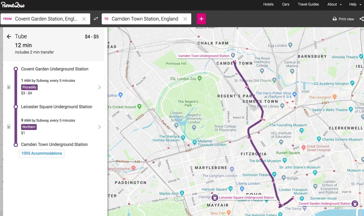 How to get from Covent Garden to Camden Town by Tube